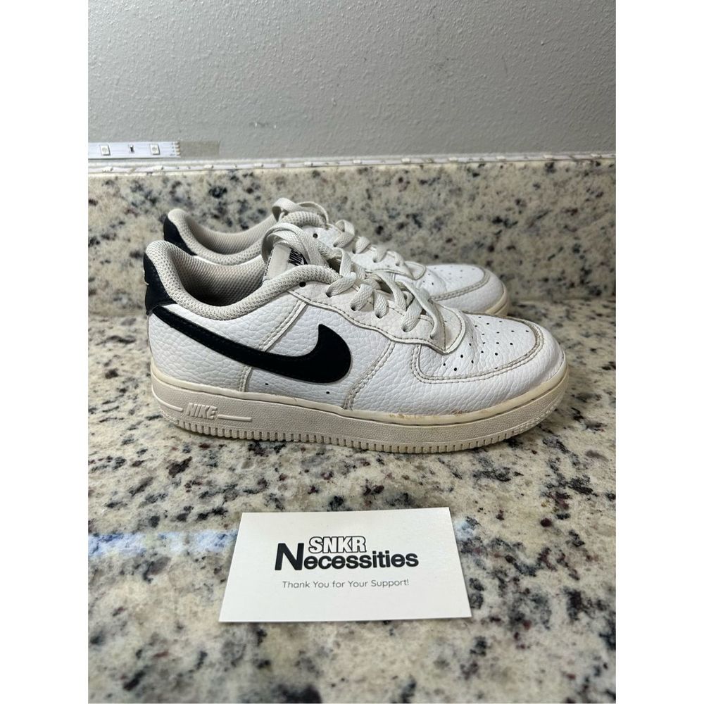 Nike Air Force 1 Low PS White Black Shoes Size 1Y Kids CZ1685-100 Leather